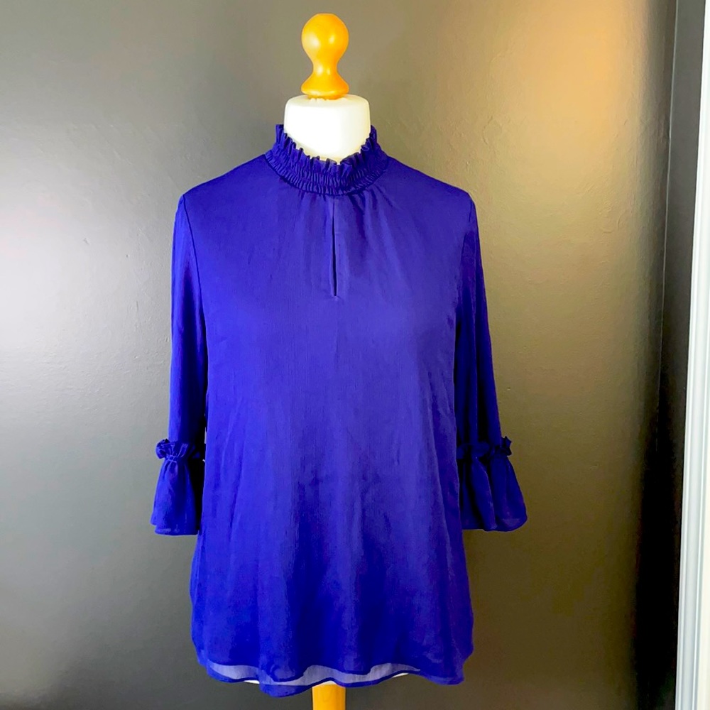 Ann Taylor three quarter sleeve royal purple blouse
